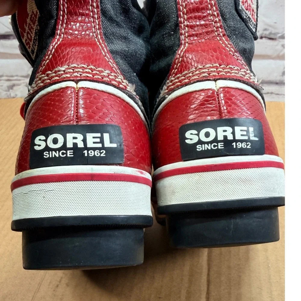 Sorel Winter Snow Boots Kids 5 Red Waterproof Duck Boots Outdoor NL1530-986